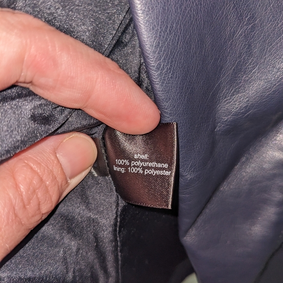 Navy Blue faux leather jacket - Picture 3 of 6